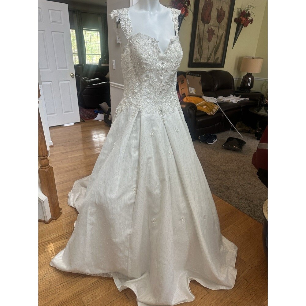 Dancing Queen #0080Lace & Shimmer Glitter Tulle Crystal Wedding Gown Sz XXXL NWT
